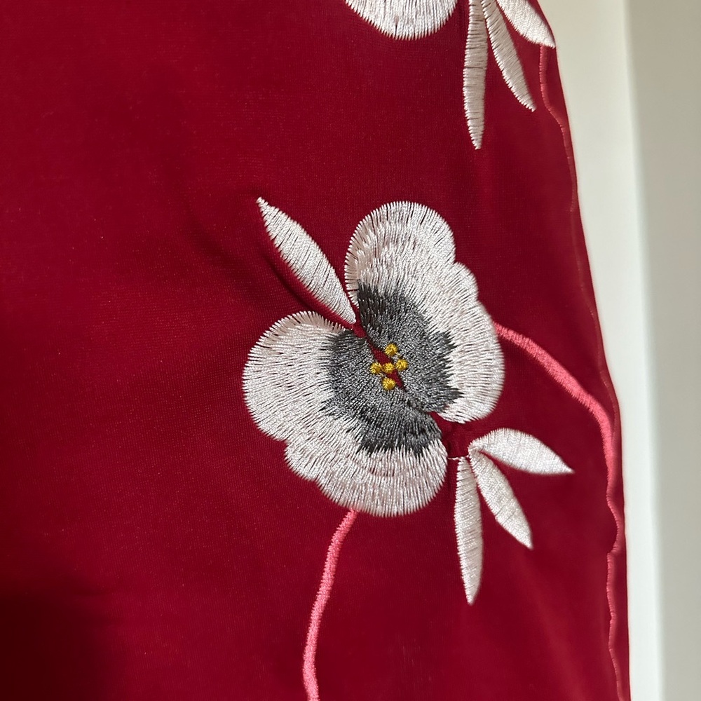 Vintage Mini Dress in Red And Lace embroidered florals formal cocktail dress - Picture 10 of 11